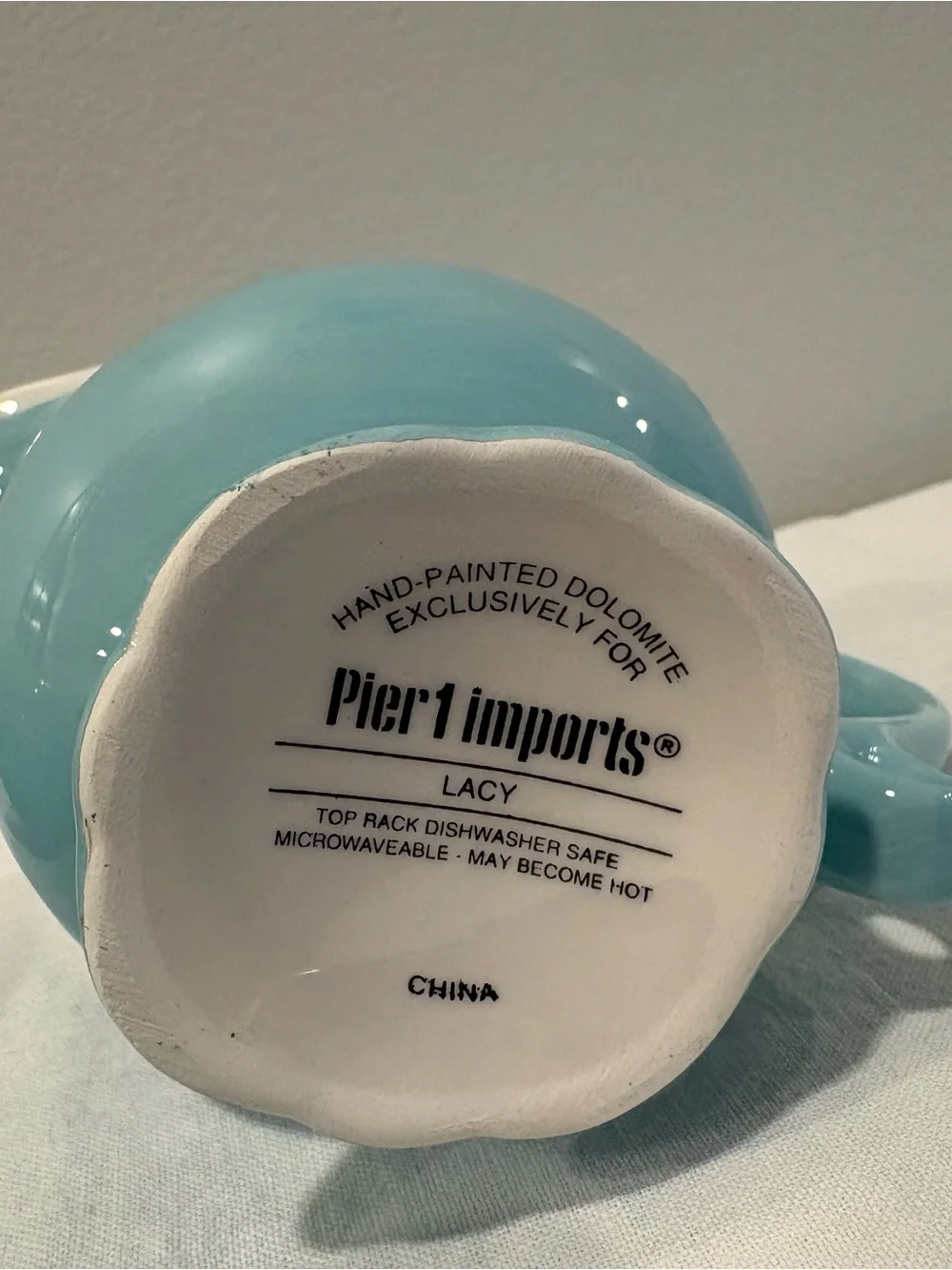 Pier 1 Imports Lacy Aqua Blue Sugar Bowl w/Lid & Creamer Discontinued Excellent!